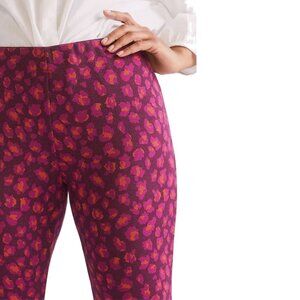 Anthropologie | Plum Knit Flare Pants with Abstract Floral Print | Size XS